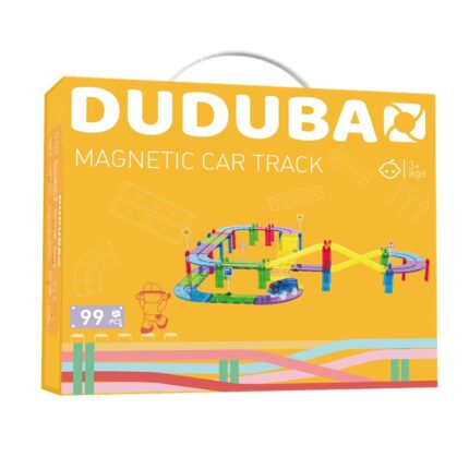 DUDUBAO Magnetic Car Track 99 piese – set de constructie magnetica cu circuit masinute