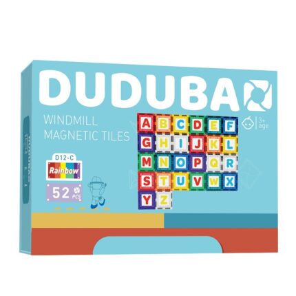 DUDUBAO Magnetic Tiles Litere 52 piese – set de constructie magnetica pentru copii